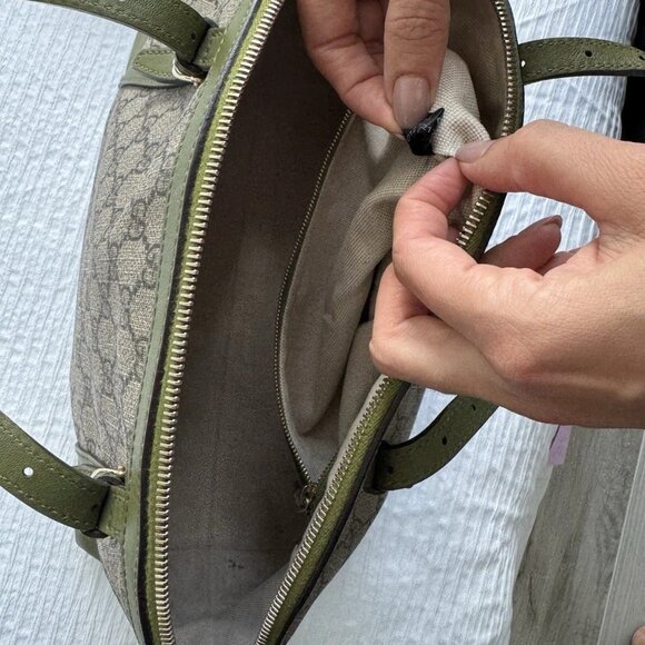 GUCCI Large Joy Boston Bag for Women, GG Canvas Green. Auth - Picture 15 of 16